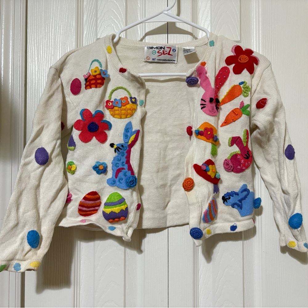Michael Simon Simon Sez Children’s 6X Cardigan Easter Spring Bunny Vintage